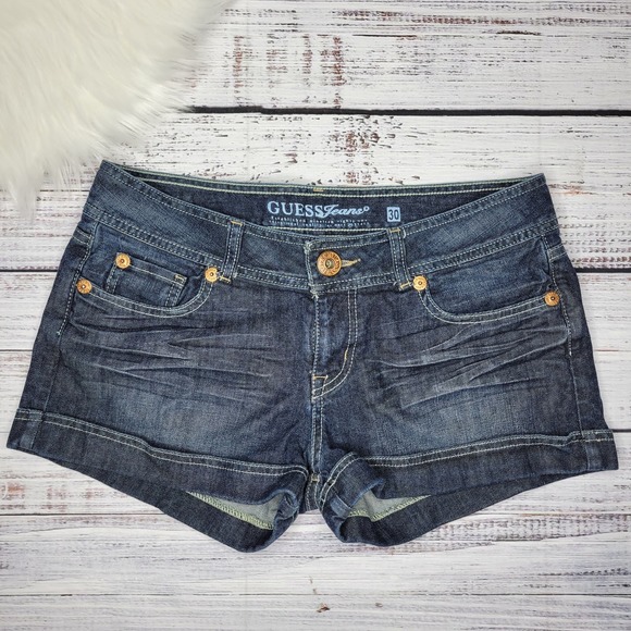 Guess Pants - Guess Low Rise Denim Shorts Cuffed Hem | 30